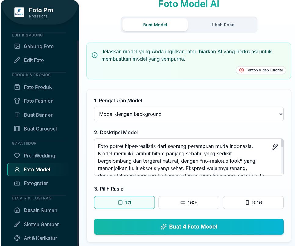 Contoh Foto Model AI