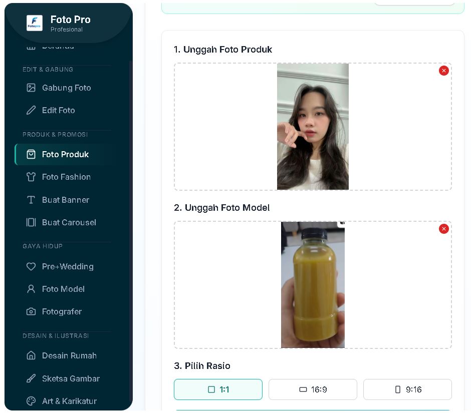 Contoh Foto Produk AI